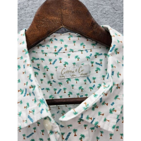 Cotton & Co Mens Tropical Print Short Sleeve Button-Up Shirt Size L - Picture 3 of 6